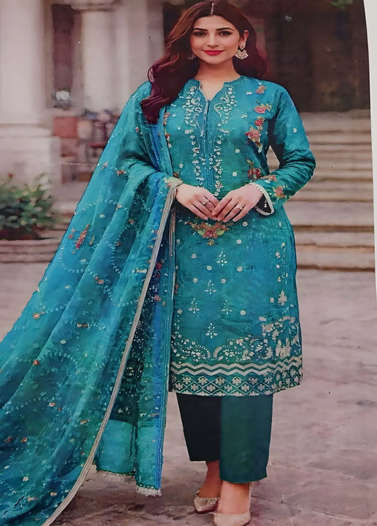 3-Piece zinc Embroidered Stitched Suit Modishly Outlet
